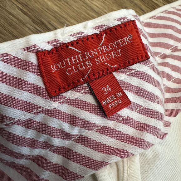 Southern Proper Men's Shorts 34 White Club 7" Cotton - Picture 5 of 13